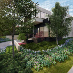 3D rendering of outdoor landscape and home